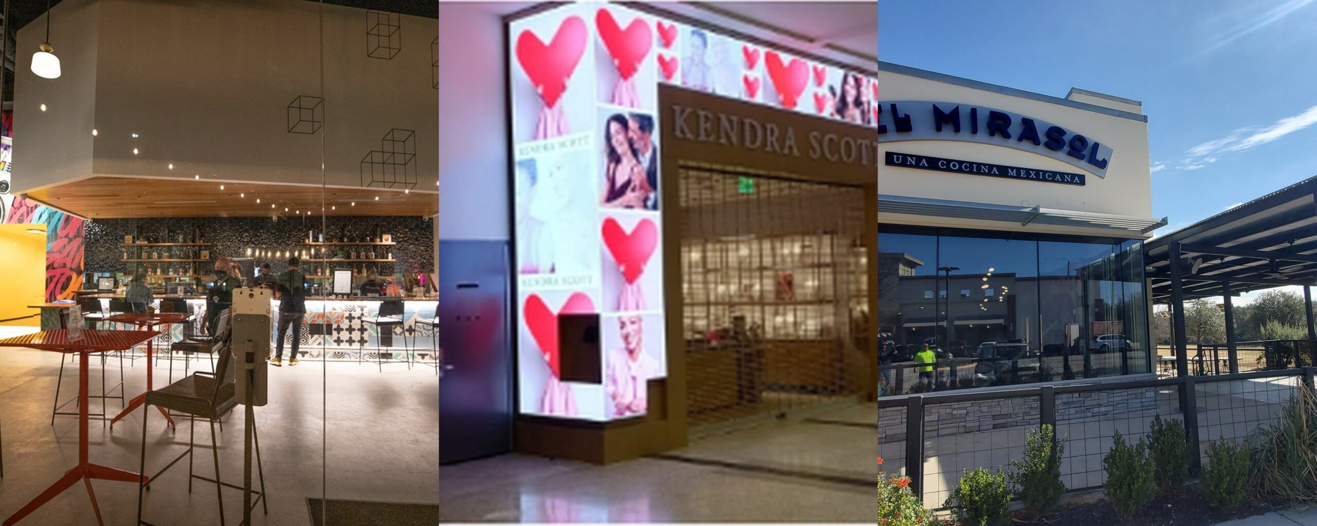 Hopscotch, Kendra Scott and El Mirasol finished projects built by Hilltop